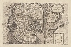 Map of the ancient Jerusalem, copperplate engraving, published in 1774 Map of the ancient Jerusalem, copperplate engraving, published in 1774