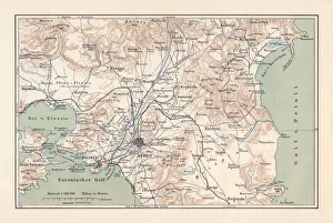 Map of Athens and surroundings, lithograph, published in 1897 Map of Athens and surroundings, lithograph, published in 1897