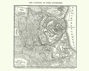 Map of the Battle of Fort Donelson, American Civil War Map of the Battle of Fort Donelson, American Civil War