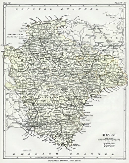 1883 Devon Map Print, Encyclopedia Britannica 9th Edition