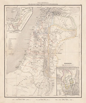 Map of Palestine, steel engraving, published in1861 Map of Palestine, steel engraving, published in1861