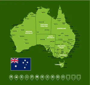 Australia Vector Map Print with Navigation Icons