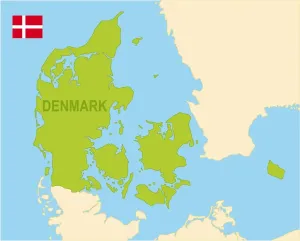 European Country Maps Prints: Denmark