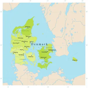 Prints of Highly detailed vector map of Denmark. File was created on July 29, 2011. The colors in the.eps-file are ready for print (CMYK). Included files: EPS (v8) and Hi-Res JPG Denmark Prints: Denmark Vector Map for High-Quality Print