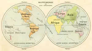 Map Treasures Collection Prints: Hemispheres map 1887