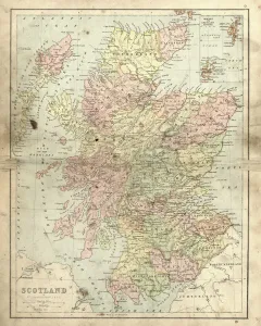 Antique Map of Scotland 1873 Print - Historical Maps