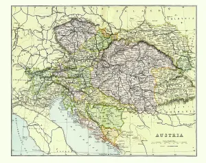 Prints of Antique Map of Austria Empire in the Late 19th Century Map Prints: Late 19th Century Austria Empire Print - Historical Map
