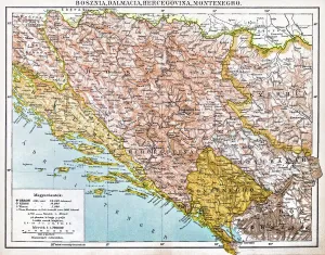 Prints of Illustration of a Bosnia and Montenegro map 1893 Bosnia And Herzegovina Prints: Bosnia and Montenegro Map 1893 Print (Historical Maps)