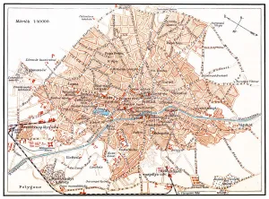 Historical European Maps Prints: Bucharest map
