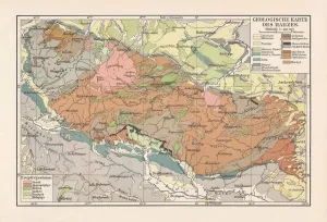 Geological Map Prints: Geological Map of the Harz Mountains Print (1897)