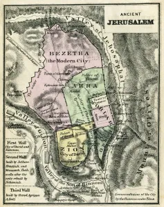 Antique Cartographic Artwork Prints: Map Of Ancient Jerusalem