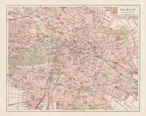 Bibliographisches Institut Leipzig Wien Verlag Prints: Map of Berlin 1900
