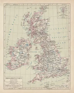 1876 British Isles Lithograph Print