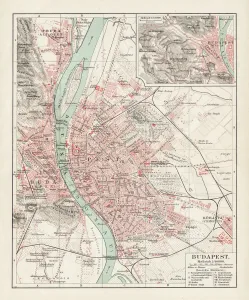 Prints of Meyers hand-Atlas Leipzig und Wien Verlag des Bibliographischen Instituts 1900 Hungary Prints: Budapest 1900 Meyers Hand-Atlas Print