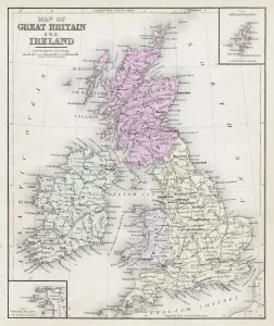 1877 Map of Great Britain and Ireland Print