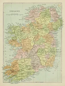 Prints of Marcus Ward's Home Atlas - London, 1894 Map Prints: Marcus Ward's Home Atlas Map of Ireland Print, 1894