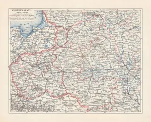Prints of Historical topographic map of Poland and Western Russia (Belarus). Lithograph, published in 1897 Map Prints: 1897 Historical Map Print of Poland and Western Russia (Belarus)
