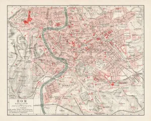 Bibliographisches Institut Atlas Prints: Map of Rome 1900