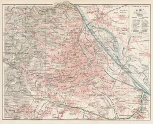 Rare Historical Maps Prints: Map of Vienna 1900