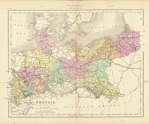 Prints of Color map of Prussia, the Kingdom of Austria, as depicted prior to World War II. (Photo by Archive Photos/Getty Images) Map Prints: Historical Map Print of Pre-War Prussia and Austria