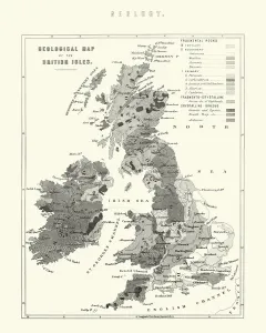 Geological Map Prints: Victorian Geological Map of the British Isles Print