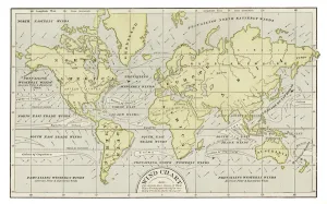 Indiana Educational Series Maps Prints: Wind chart map 1889