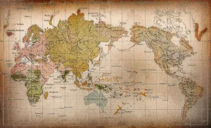 Retro Styled Maps Prints: World map