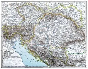 Prints of illustration of a Austro-Hungarian Monarchy map from 1896 Map Prints: Austro-Hungarian Monarchy Map Print 1896