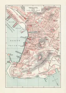 Prints of Historical city map of Trieste, Italy (formerly Austria). Lithograph, published in 1897 Map Prints: Historical City Map of Trieste, Italy Print (1897)