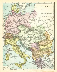 Prints of The Rand-McNally Grammar School Geography 1895 - Chicago and New York Map Prints: Rand-McNally 1895 Central Europe Map Print