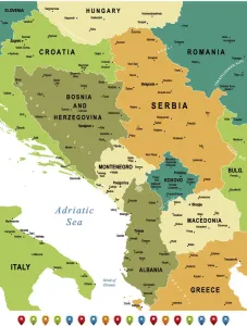 Central Balkan Region High Detailed Print Map