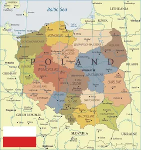 Prints of Map of Poland - Vector illustration Poland Prints: Poland Map Print - Colorful Vector Illustration