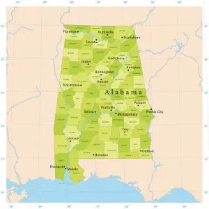 Map Illustration Prints: Alabama Vector Map Print for High-Quality Printing