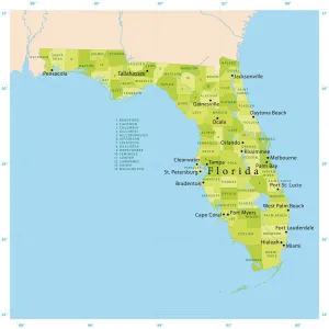 Florida Vector Map Print Quality Illustrations