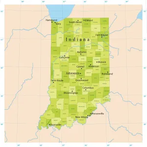Map Illustration Prints: Highly Detailed Indiana Vector Map for Print