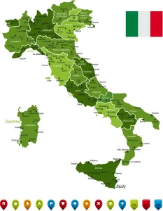 Map Illustrations For Sale Prints: Italy Map