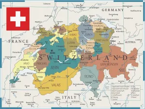 Prints of Map of Switzerland - Vector illustration Switzerland Prints: Switzerland Map Print - Vector Illustration