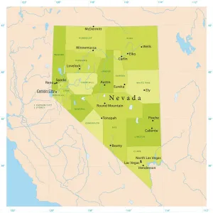 Map Illustration Prints: Nevada Vector Map - Highly Detailed CMYK Print Ready