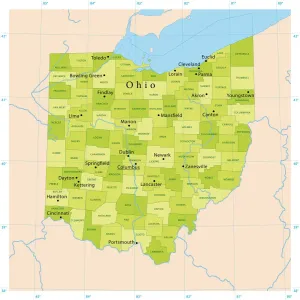 Map Illustration Prints: Ohio Vector Map Print Ready CMYK