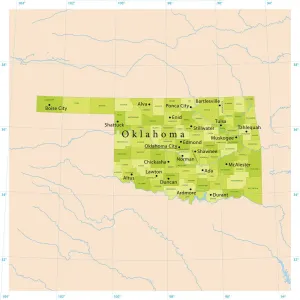 Map Illustration Prints: Highly Detailed Oklahoma Vector Map for Print
