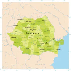 Highly Detailed Romania Vector Map Print Quality EPS File