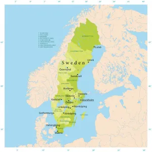 Highly Detailed Sweden Vector Map for Print