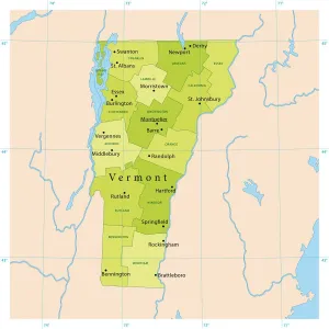 Map Illustration Prints: Highly Detailed Vermont Vector Map for Print