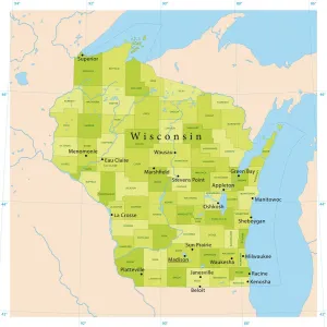 Highly Detailed Wisconsin Vector Map Print