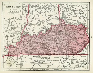 Historical US Geography Maps Prints: Map Of Kentucky