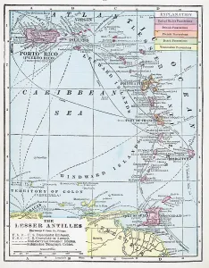 Caribbean Island Map Prints: Map Of The Lesser Antilles