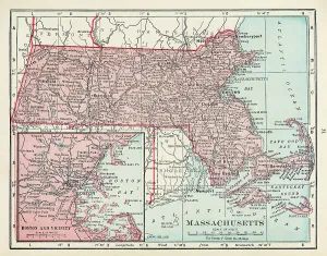 Massachusetts Map Prints: Map Of Massachusetts