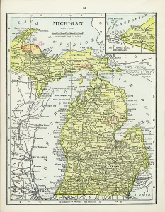 United States Historical Maps Prints: Map Of Michigan