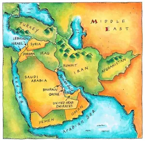 Middle East Map Prints: Map of the Middle East