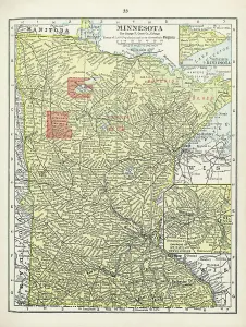 Vintage US Maps Prints: Map Of Minnesota